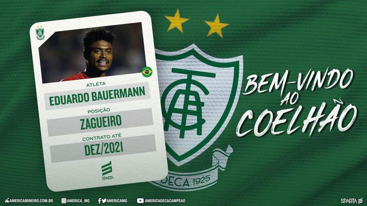 O Amrica anunciou a contratao do zagueiro Eduardo Bauermann, que estava no Paran
