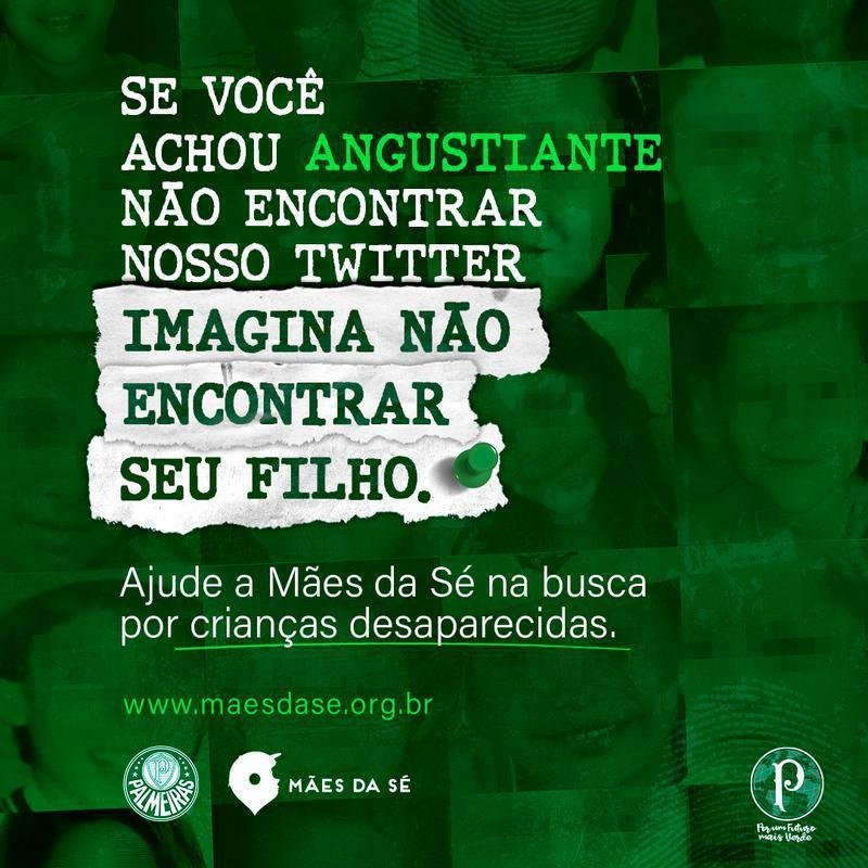 Palmeiras apoiou ONG Mes da S, de So Paulo, que busca crianas desaparecidas