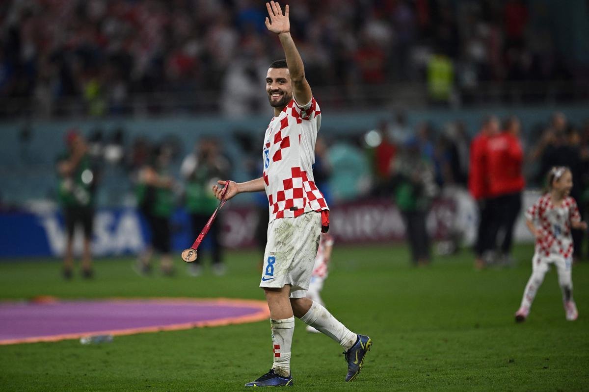 Festa e premiao dos jogadores da Crocia pela conquista do terceiro lugar na Copa do Mundo de 2022, no Catar. Time croata venceu o Marrocos por 2 a 1 neste sbado (17), no Estdio Internacional Khalifa, em Doha