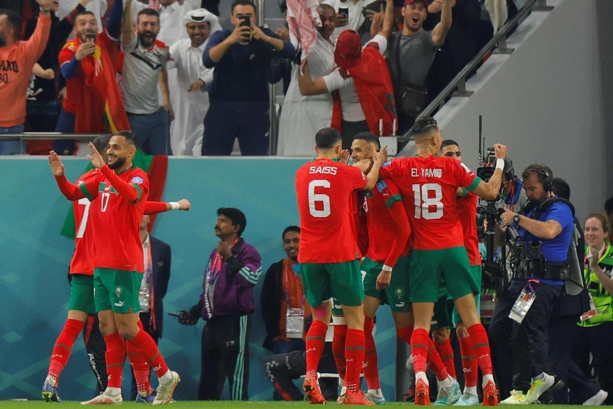 Fotos do gol de Youssef En-Nesyri, de Marrocos, sobre Portugal, pelas quartas de final da Copa do Mundo de 2022, no Catar