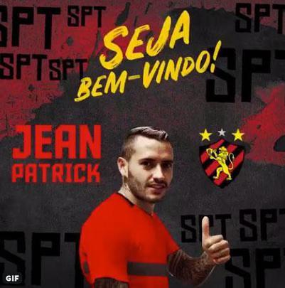 O Sport anunciou a contratação do volante Jean Patrick, que estava no Cuiabá