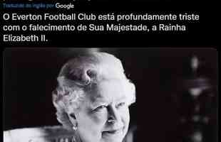Postagem do Everton - O Everton Football Club est profundamente triste com o falecimento de Sua Majestade, a Rainha Elizabeth II.
