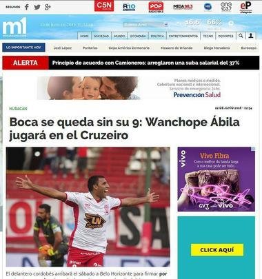 Minuto Uno: 'Boca fica sem seu 9: Wanchope Ábila jogará no Cruzeiro'