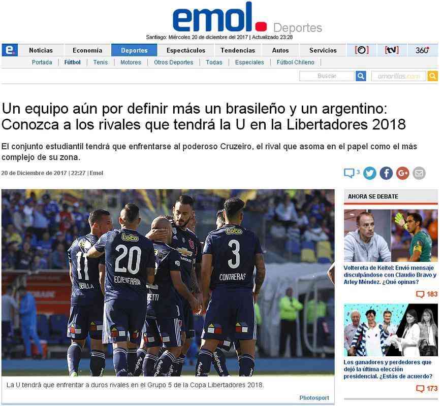 'Poderoso Cruzeiro', cita ainda o EMOL do Chile