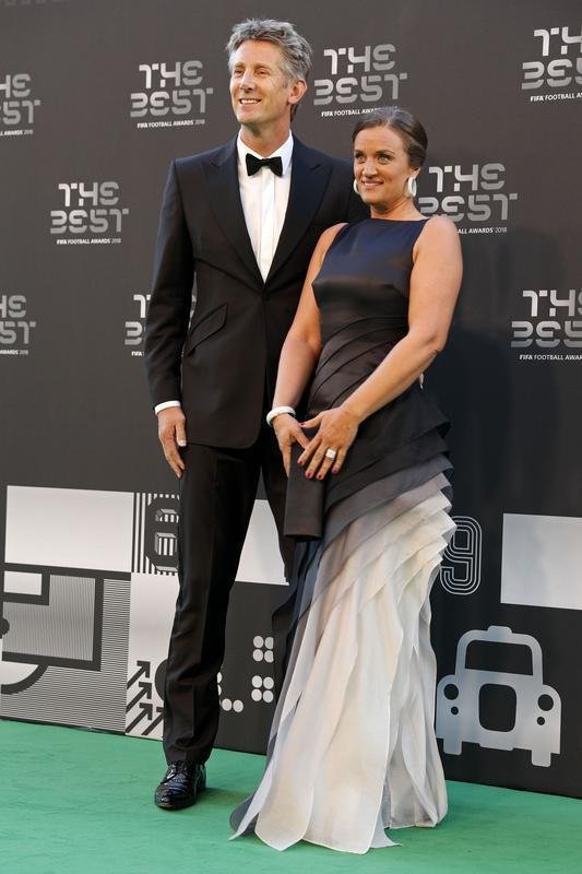 Ex-goleiro holands Edwin van der Sar e sua esposa Annemarie van Kesteren