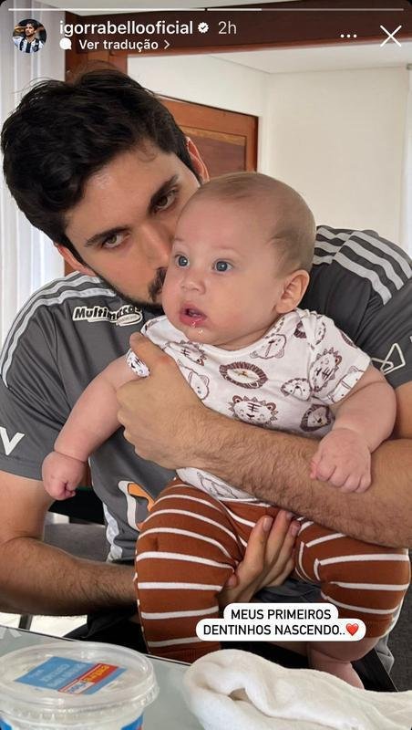 Zagueiro Igor Rabello com a filha. Jogador faz tratamento de leso em Belo Horizonte