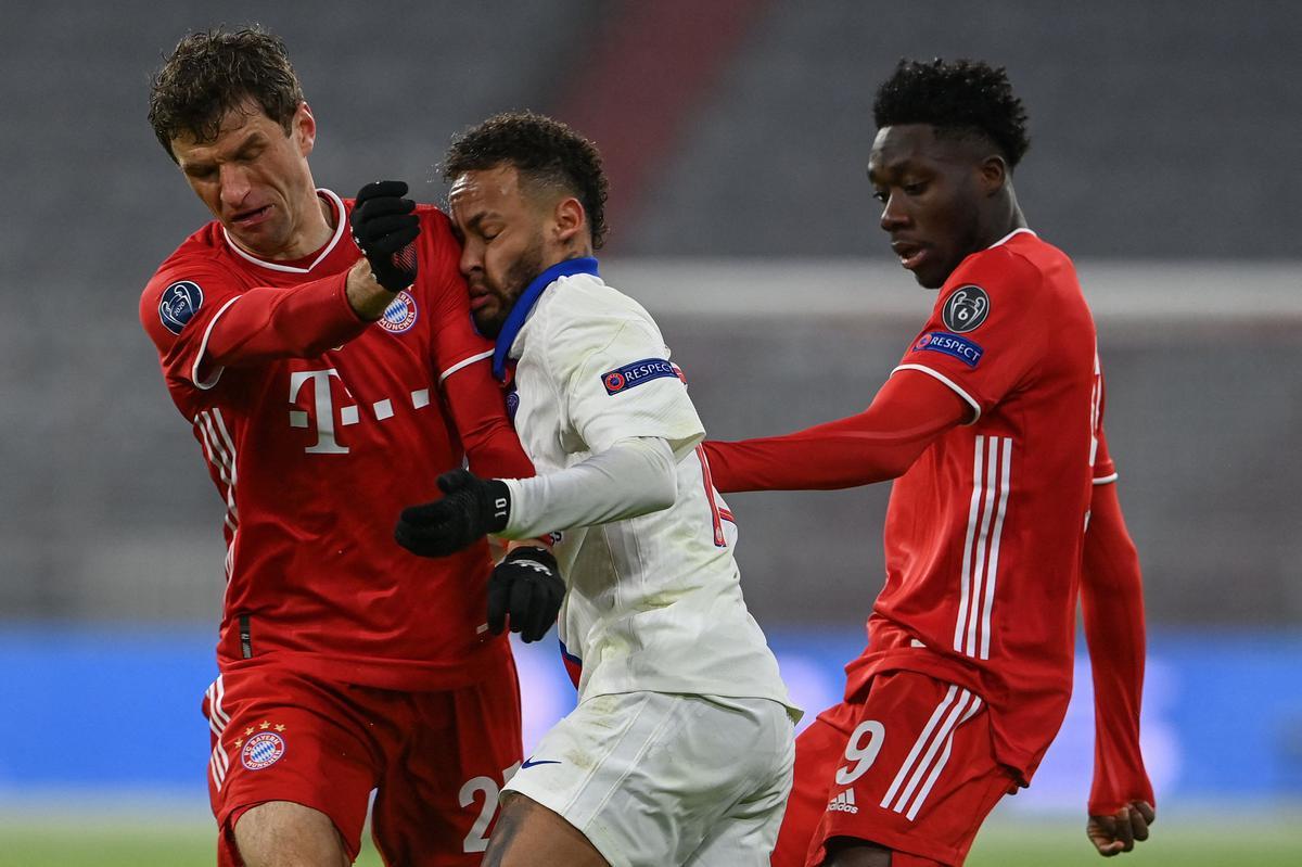 Fotos do jogo entre Bayern de Munique e Paris Saint-Germain, na Allianz Arena, em Munique, pela ida das quartas de final da Liga dos Campees da Europa