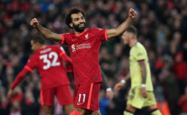 Salah marcou o terceiro gol do Liverpool na vitória sobre o Arsenal