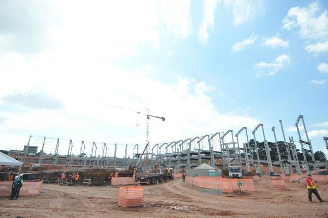 Arena MRV completa um ano de obras neste 20 de abril de 2021. Veja como est� o andamento da constru��o do est�dio do Atl�tico, que tem previs�o de ficar pronto em outubro de 2022. Ser�o 46 mil lugares, 2.333 vagas de estacionamento, 40 bares e 80 camarotes. O empreendimento fica no bairro Calif�rnia, em Belo Horizonte. (Fotos de Gladyston Rodrigues/EM/D. A Press)