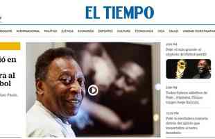El Tiempo, da Colmbia: Pel faleceu no Brasil: chora o mundo pelo rei do futebol