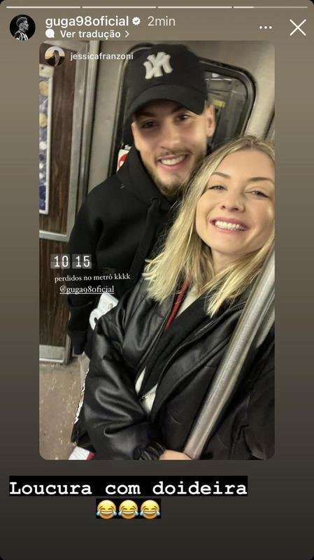 Guga registrou momento curioso: perdido no metr de Nova York com a namorada.