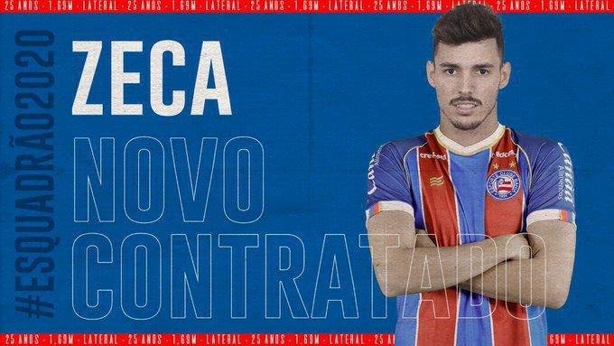 O Bahia anunciou a contratao do lateral Zeca, que estava no Internacional
