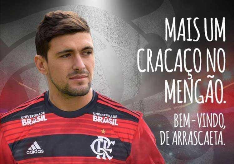 Arrascaeta  oficialmente jogador do Flamengo. Depois de uma longa negociao, que envolveu um desentendimento pblico entre o meia e o seu antigo clube, o Cruzeiro, e reunies em Montevidu, a direo do time carioca oficializou a contratao do jogador uruguaio.