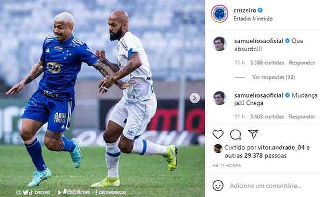 Samuel Rosa est indignado com os vexames seguidos do Cruzeiro 