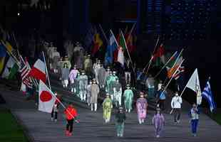 Delegaes de todos os pases na Cerimnia de Encerramento dos Jogos de Tquio