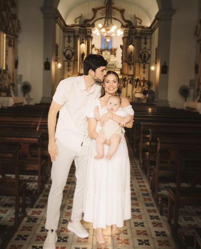 Igor Rabello no batizado do filho