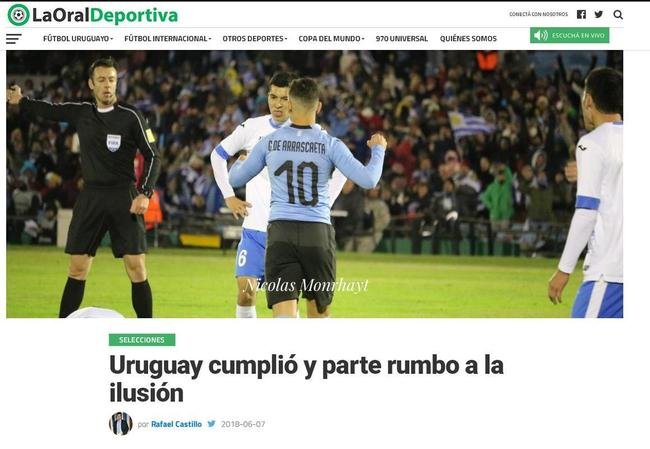 Arrascaeta mereceu a foto principal do portal La Oral Deportiva