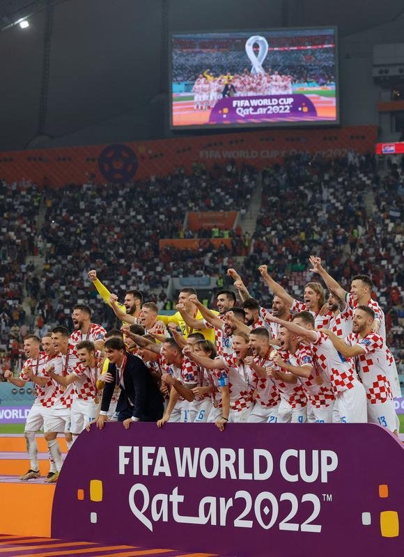 Festa e premiao da Crocia por terceiro lugar na Copa do Mundo de 2022, no Catar. Croatas venceram o Marrocos por 2 a 1, neste sbado (17) e conseguiram mais um feito histrico em Mundiais.