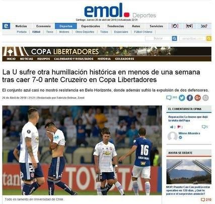 Manchetes dos veculos de comunicao do Chile. Portal EMOL