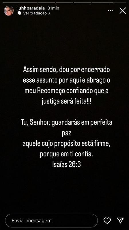 Esposa de Lus Fabiano explicou situao nas redes sociais aps anunciar traio do ex-jogador 