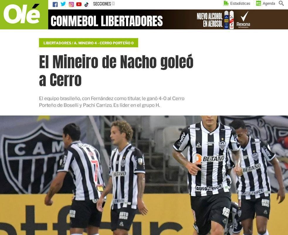 Olé (Argentina) - Atlético de Nacho goleou o Cerro