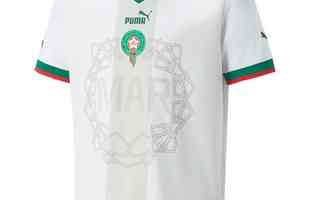 A camisa II de Marrocos para a Copa do Mundo  branca e foi produzida pela Puma