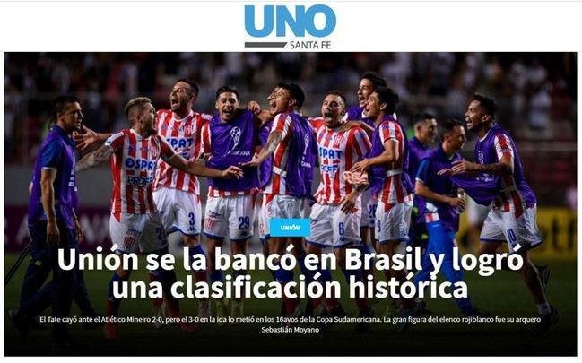Jornal 'Uno', de Santa Fé, destaca a classificação sofrida do Unión e a atuação do goleiro Moyano