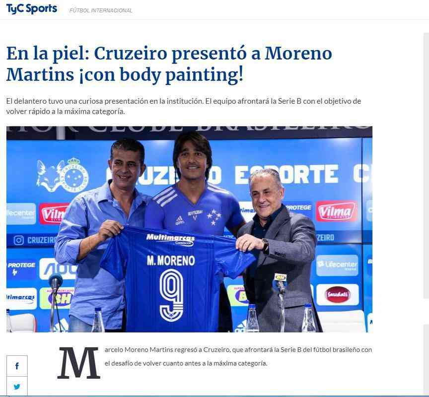 O jornal argentino 'TyC Sports' descreveu a ao do atacante como 'body painting'