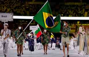 Entrada do Time Brasil na cerimnia de abertura dos Jogos Olmpicos de Tquio, no Estdio Olmpico