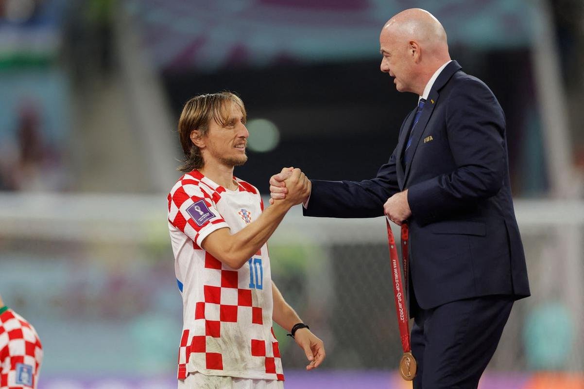 Festa e premiao da Crocia por terceiro lugar na Copa do Mundo de 2022, no Catar. Croatas venceram o Marrocos por 2 a 1, neste sbado (17) e conseguiram mais um feito histrico em Mundiais.