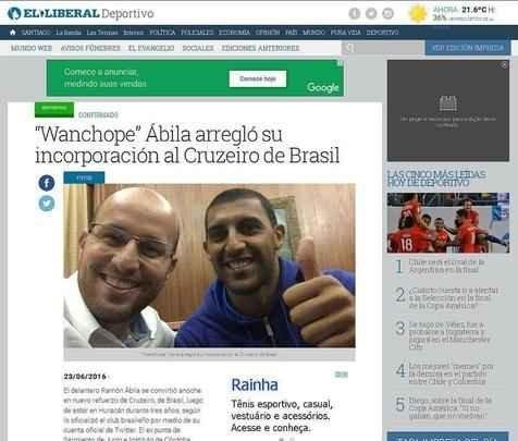 El Liberal: 'Wanchope Ábila acertou sua incorporação ao Cruzeiro'