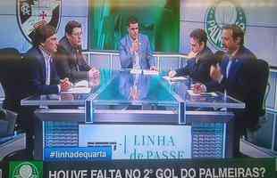 Mauro Cezar Pereira e Gian Oddi durante discusso no Linha de Passe, da ESPN