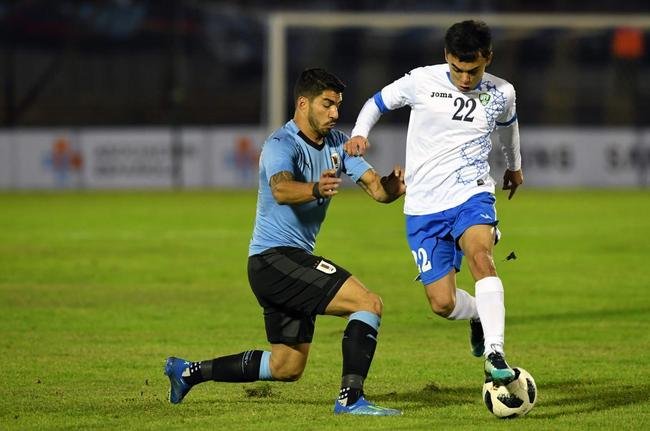 Fotos da vitria do Uruguai sobre o Uzbequisto, em Montevidu, em amistoso antes da Copa
