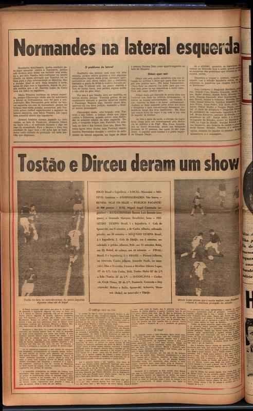 Dirio da Tarde, 18 de dezembro, vspera do jogo - notcia do Atltico informava que Normandes seria o lateral-esquerdo titular contra os iugoslavos. O tcnico Yustrich teve desentendimento com o uruguaio Cincunegui, titular da posio.