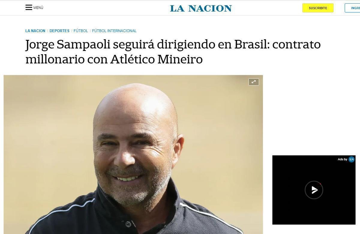 La Nacin - Jorge Sampaoli seguir comandando no Brasil: contrato milionrio com Atltico Mineiro