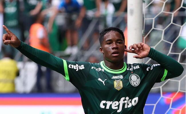 Endrick marcou um dos gols do Palmeiras na final do Paulista