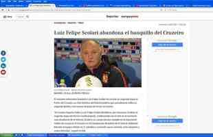 Europa Press, da Espanha - 'Luiz Felipe Scolari abandona o banco do Cruzeiro'