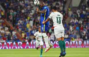 Lukaku abriu o placar para o Chelsea na final do Mundial diante do Palmeiras. Ele marcou de cabea.