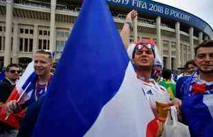Torcedores franceses na final da Copa do Mundo, contra a Crocia, no Estdio Luzhniki, em Moscou