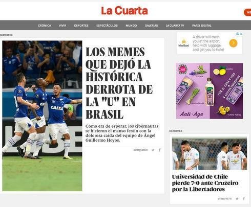 Manchetes dos veculos de comunicao do Chile. Jornal La Cuarta