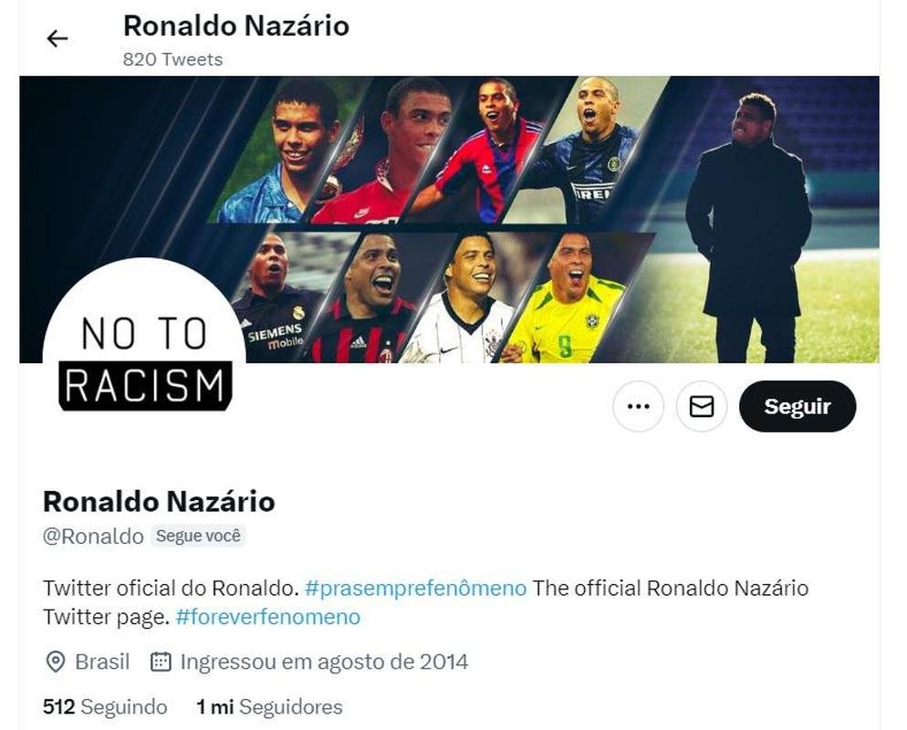 Contas de jogadores e clubes com e sem o perfil de verificado no Twitter