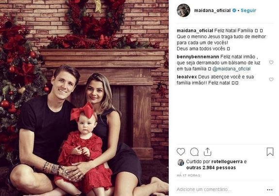 Maidana com a esposa e a filha no Natal