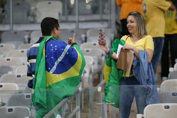 Torcedores no Mineiro durante jogo entre Brasil e Austrlia pelos Jogos Olmpicos do Rio