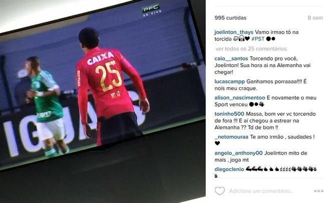 De longe, Joelinton acompanha as partidas do Sport e torce em especial para o sucesso de um atleta. Ele é muito amigo do meio-campista Neto Moura, também da base do Rubro-negro. Os dois chegaram dividir quarto na concentração do clube na Ilha do Retiro.