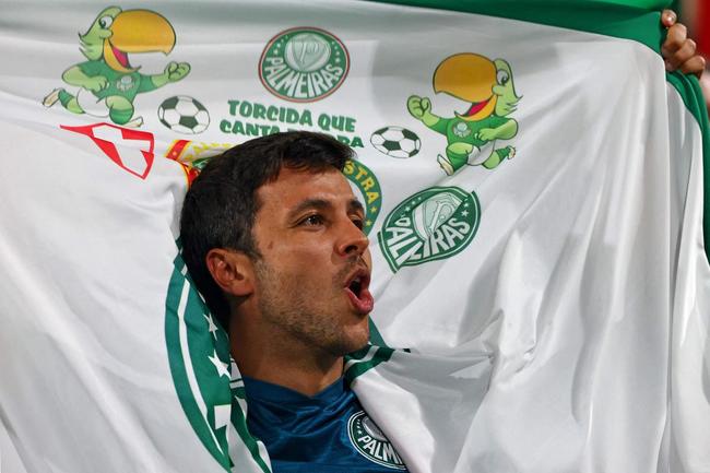 Fotos das torcidas de Palmeiras e Chelsea durante a final do Mundial de Clubes no Estdio Mohammed Bin Zayed em Abu Dhabi