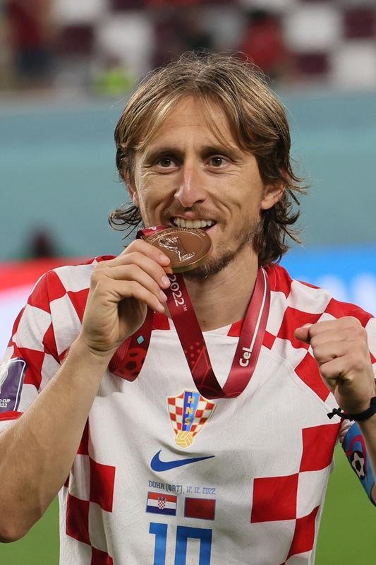 Festa e premiao dos jogadores da Crocia pela conquista do terceiro lugar na Copa do Mundo de 2022, no Catar. Time croata venceu o Marrocos por 2 a 1 neste sbado (17), no Estdio Internacional Khalifa, em Doha