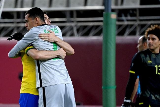 Fotos da vit�ria do Brasil sobre o M�xico, na semifinal do futebol masculino