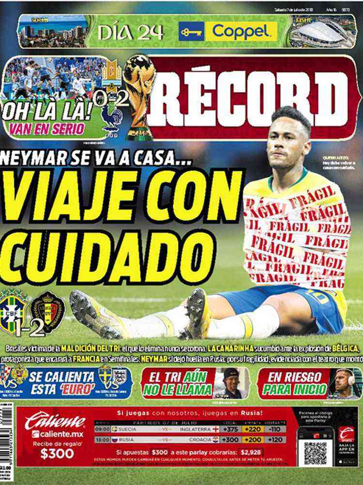 Jornal mexicano ironiza Neymar após eliminação do Brasil: 'Viaje