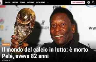 La Gazzeta dello Sport, da Itlia: O mundo do futebol de luto: morre Pel, aos 82 anos