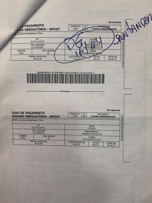 Documentos e comprovantes de pagamentos de impostos de carros da esposa de Wagner, Giselda de Magalhes Santos Pires